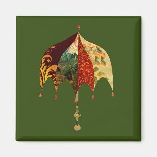 Íman Tecido de Vintage - Colagem Guarda-chuva