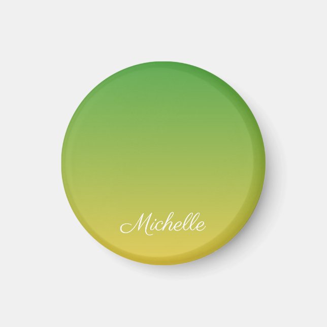 Íman Tecido verde e amarelo personalizado (Frente)