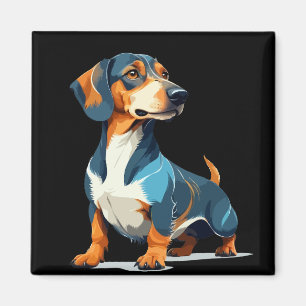 Íman Teckel Vetor Art com Cores Vibrantes