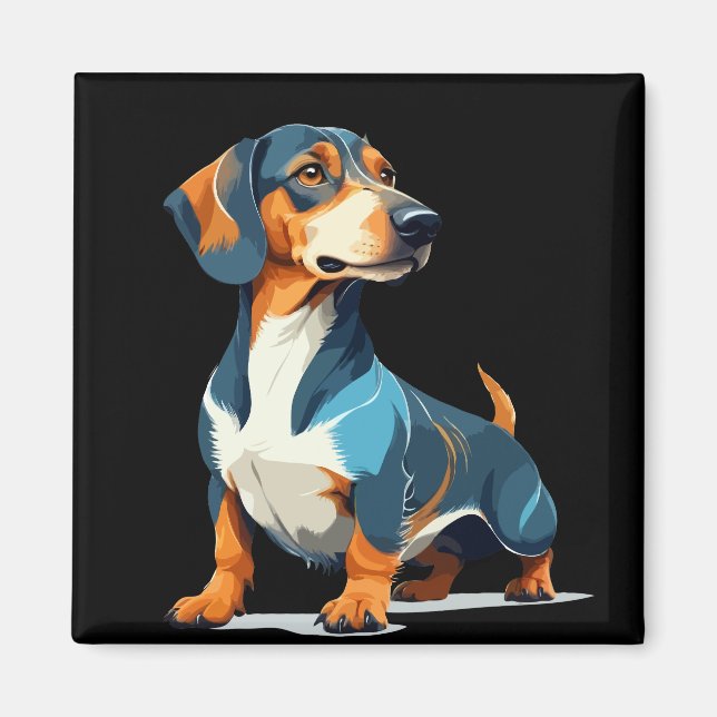 Íman Teckel Vetor Art com Cores Vibrantes (Frente)