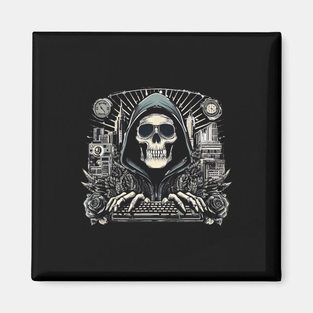 Íman Teclado do Skeleton Halloween (Frente)