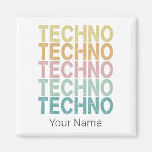 Íman Tecno House - Letra Retroativa Eletro Vintage Rave