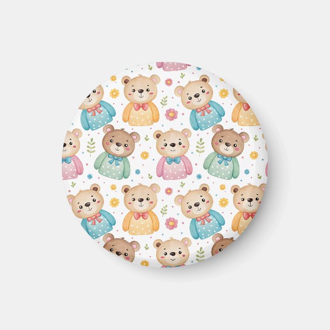 Íman Teddy bear and flowers (Frente)