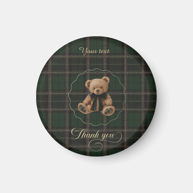 Íman Teddy Bear Green Tartan  (Frente)