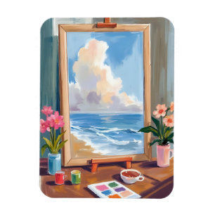 Íman Tela de pintura em aquarela do cavalete do artista
