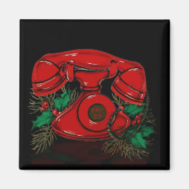Íman Telefone antigo de Natal Vermelho