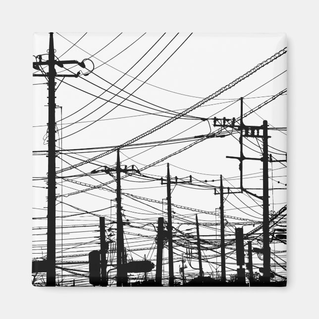 Íman Telefone antigo e linhas de alimentação (Frente)