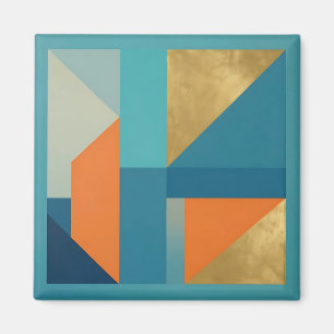 Íman Télica Laranja Dourado Geométrico Abstrato