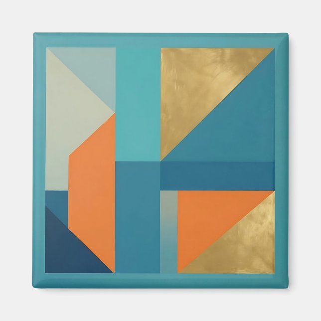 Íman Télica Laranja Dourado Geométrico Abstrato (Frente)