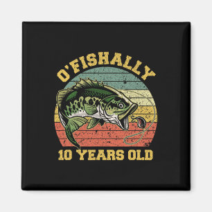 Íman Tema de aniversário de pesca de 10 anos 'O'fishall