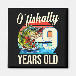 Íman Tema de aniversário de pesca de 9 anos 'O'fishally