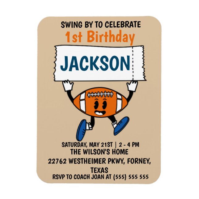 Íman Tema de esportes do primeiro aniversario de beiseb (Vertical)