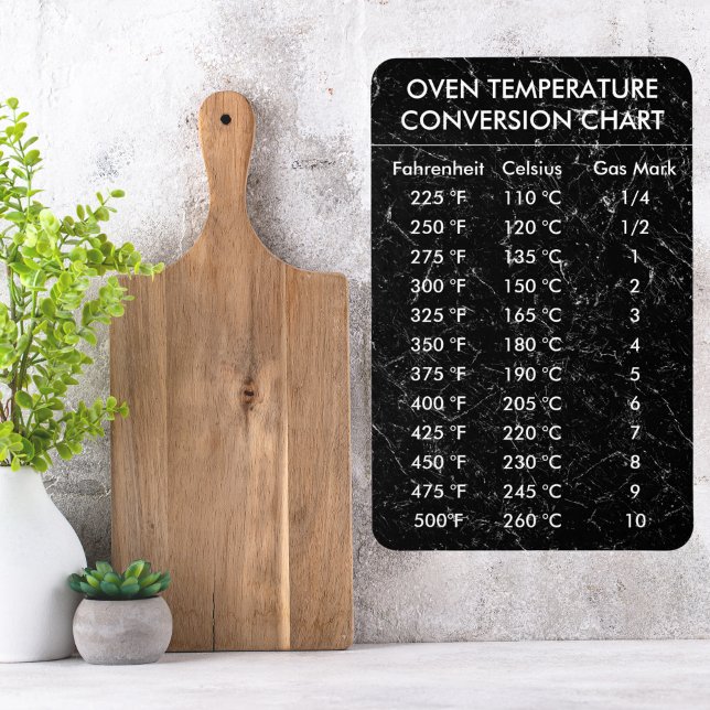 Íman Temperatura do Gráfico de Conversão Celsius Fahren (Conversion Chart Temperature Celsius Fahrenheit Magnet
 black marble)