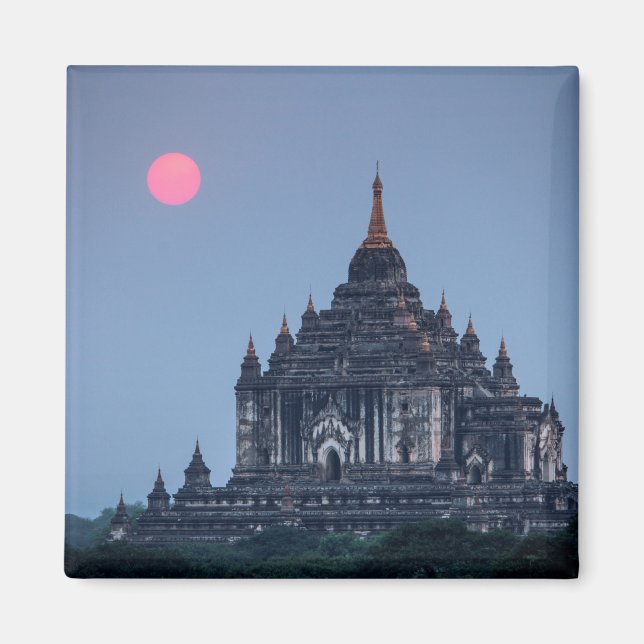Íman Templo Budista Ao Pôr do Sol (Frente)