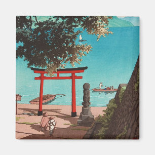 Íman Templo Chuzenji na Praia Utagahama Hasui Kawase