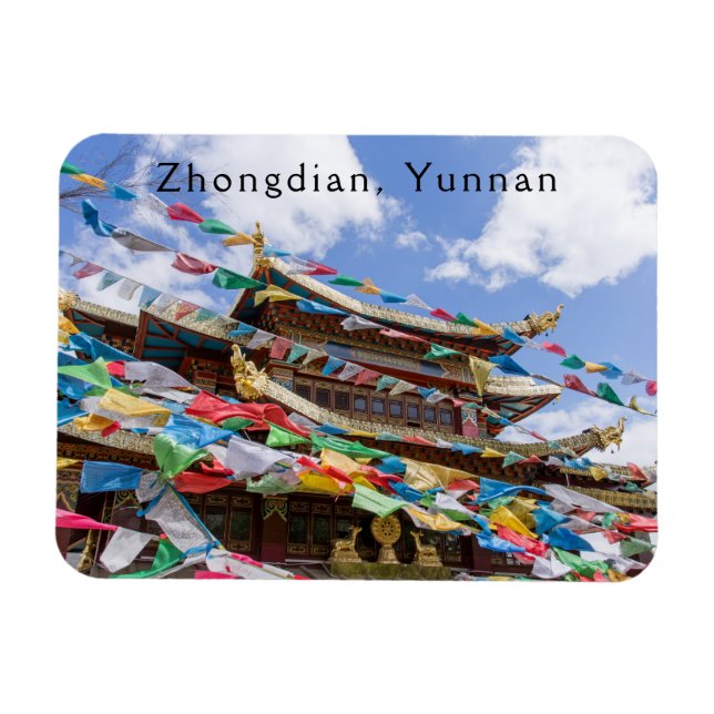 Íman Templo Tibetano com bandeiras de oração - Yunnan,  (Horizontal)