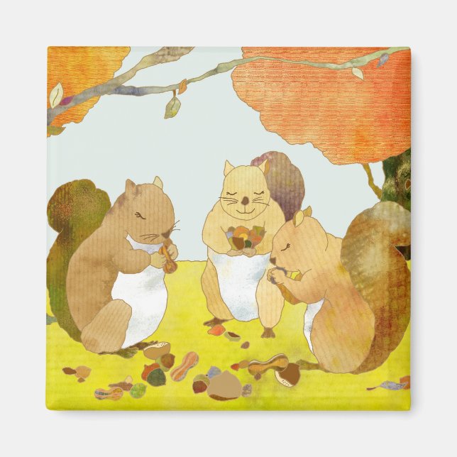 Íman Tempo de Colheita de Pequenos Esquilos (Frente)