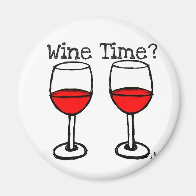 ÍMAN "TEMPO DO VINHO?" VIDRO VERMELHO IMPRESSÃO (Frente)