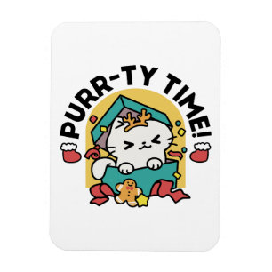 Íman Tempo Puro! - Design de Natal para Gatos Festivos
