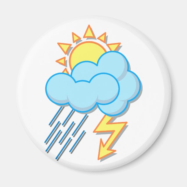 Íman Tempo sol chuva raio weather sun rain (Frente)