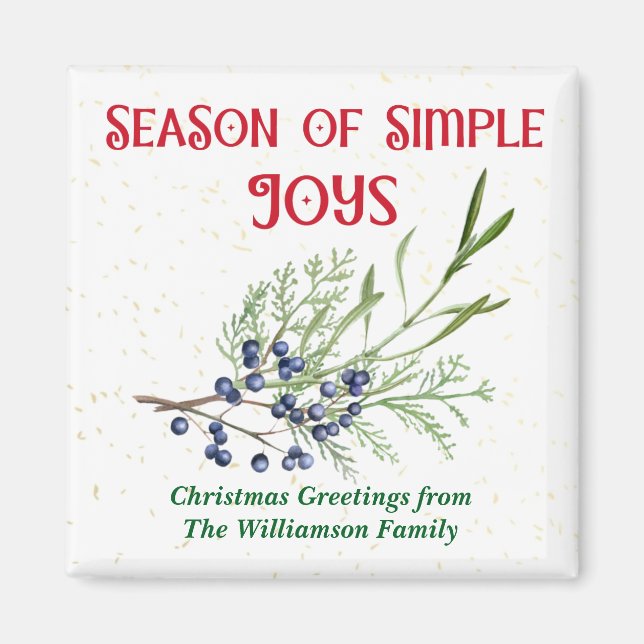 Íman Temporada de Alegrias Simples Blue Juniper Natal (Frente)