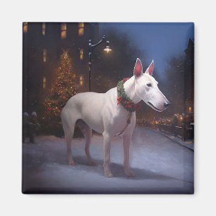 Íman Temporada Festiva de Natal do Bull Terrier