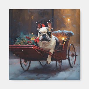 Íman Temporada Festiva de Natal do Bulldog Francês