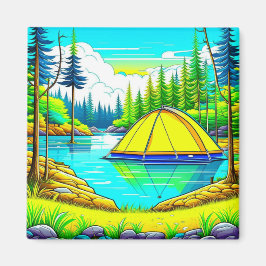 Íman Tenda Flutuante no Lago Tema Acampamento