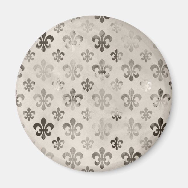 Íman Tendência - Cinza de prata aflita Fleur De Lis - P (Frente)