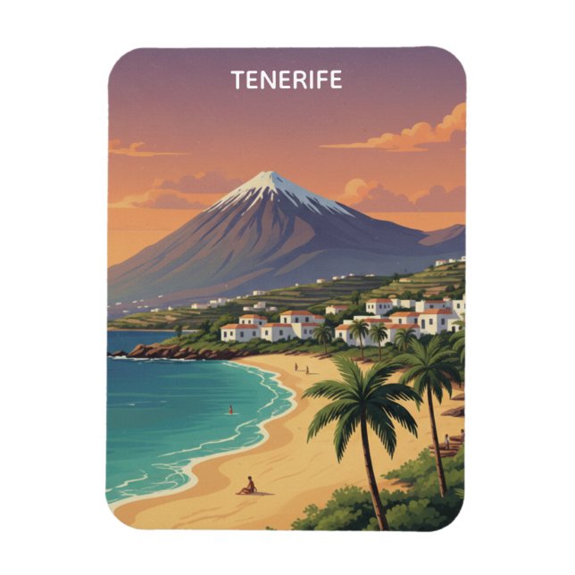 Íman Tenerife Monte Teide Ilha Canária Viagem Retro (Vertical)