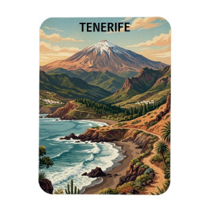 Íman Tenerife Retro Viagem Vintage Monte Teide & Praia