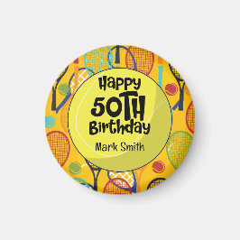 Íman Tênis 50º Aniversário com Nome em Racket Themed