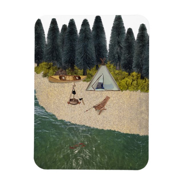 Íman Tent Camping no rio (Vertical)