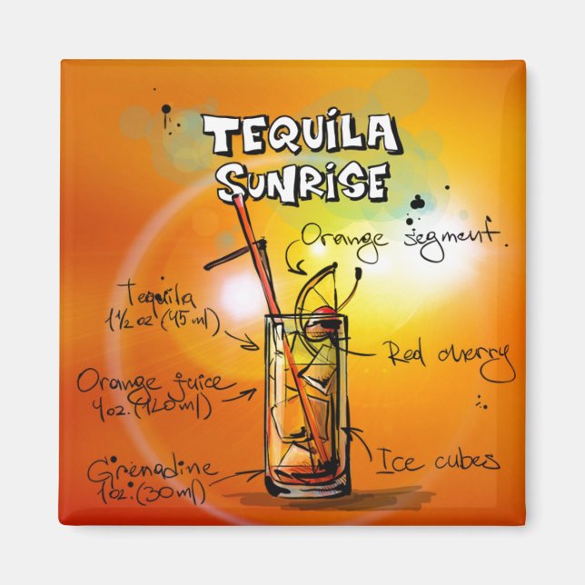 Íman Tequila Sunrise Recebe Bebida Tropical (Frente)