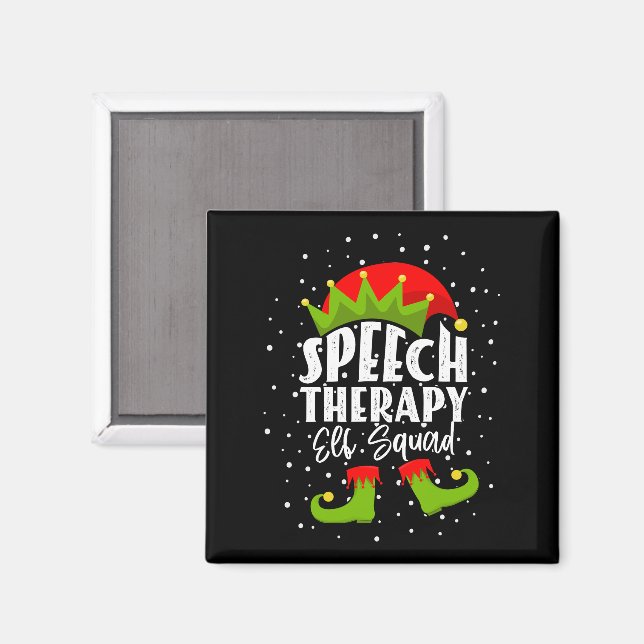 Íman Terapêutica de Fala Elf Squad de Natal com SLP (Front/Back)