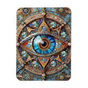 Íman Terceiro Olho - Mandala Azul Turquesa Dourado