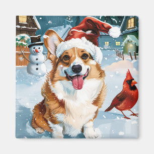 Íman Terra de Natal Corgi Alegria de Natal