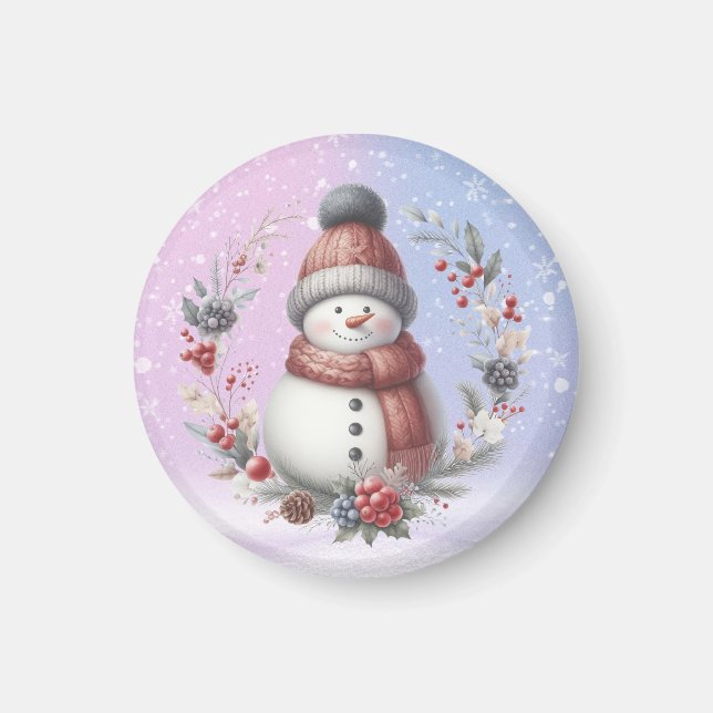 Íman Terra de Natal de Snowman Adorável (Frente)