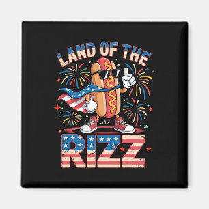 Íman Terra Do Rizz Hotdog Engraçado 4 De Julho American