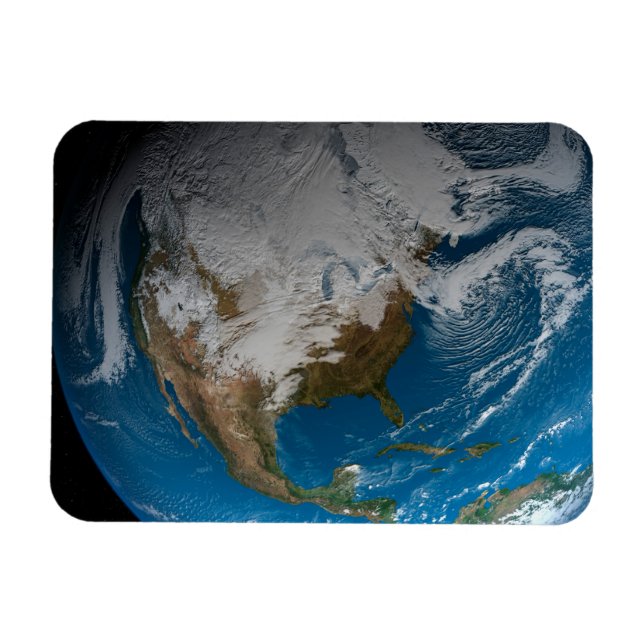 Íman Terra Inteira Com Nuvens Simuladas Sobre A América (Horizontal)