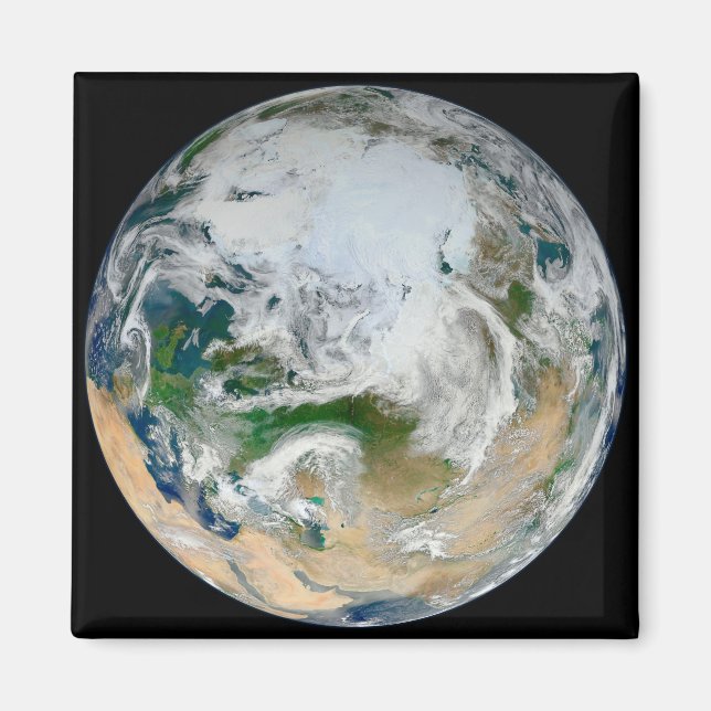 Íman Terra Mostrando O Ártico, A Europa E A Ásia. (Frente)