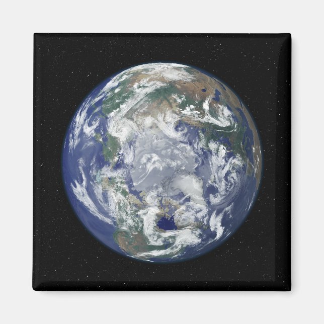 Íman Terra totalmente iluminada centrada no Polo Norte (Frente)