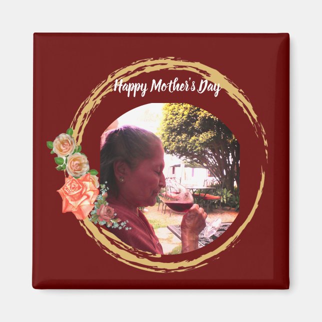 Íman Terracota e Foto Personalizada do Dia de as mães D (Frente)