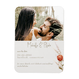 Íman Terracota Floral Foto Casamento Save the Date