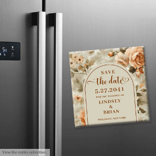 Íman Terracota Rústica Marfim Oliva Floral Salve a Data