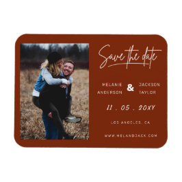 Íman Terracotta Burnt Orange Simple Foto manuscrita S