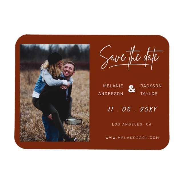 Íman Terracotta Burnt Orange Simple Foto manuscrita S (Horizontal)