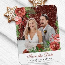 Íman Terracotta Casamento Floral de Pine de Natal