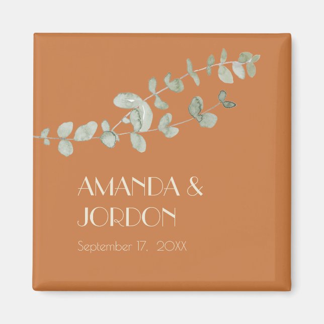Íman Terracotta Eucalyptus Deco Wedding Magnet (Frente)