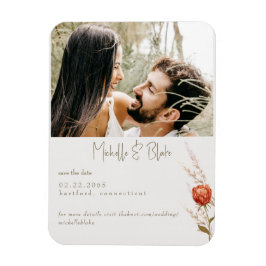 Íman Terracotta Foto Floral Casamento Salvar Data